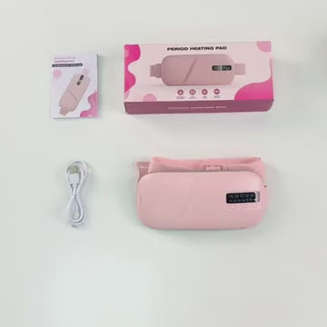 Menstrual Heating Pad Waist Massager, 5-Level Hot Compress & 4-Level Vibration Belt with Timer, Portable Heating Pad, Women's Personal Care Device for Home & Travel