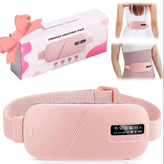 Menstrual Heating Pad Waist Massager, 5-Level Hot Compress & 4-Level Vibration Belt with Timer, Portable Heating Pad, Women's Personal Care Device for Home & Travel